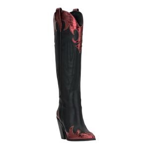 Jessica Simpson Women's Rhetta Flame Knee High Cowboy Boots Black Size 7 M